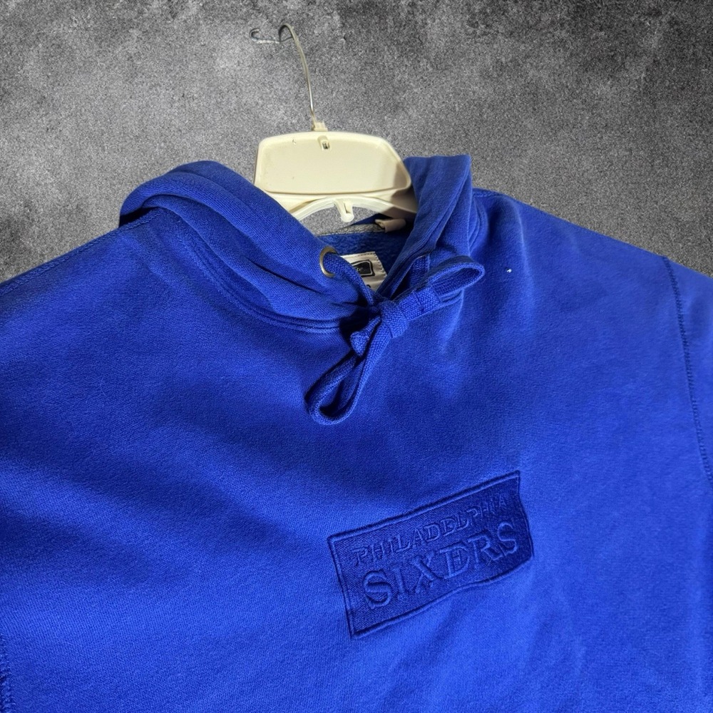 Philadelphia 76ers Sixers Tailgate Blue Hoodie Large Tonal Embroidered NBA Style
